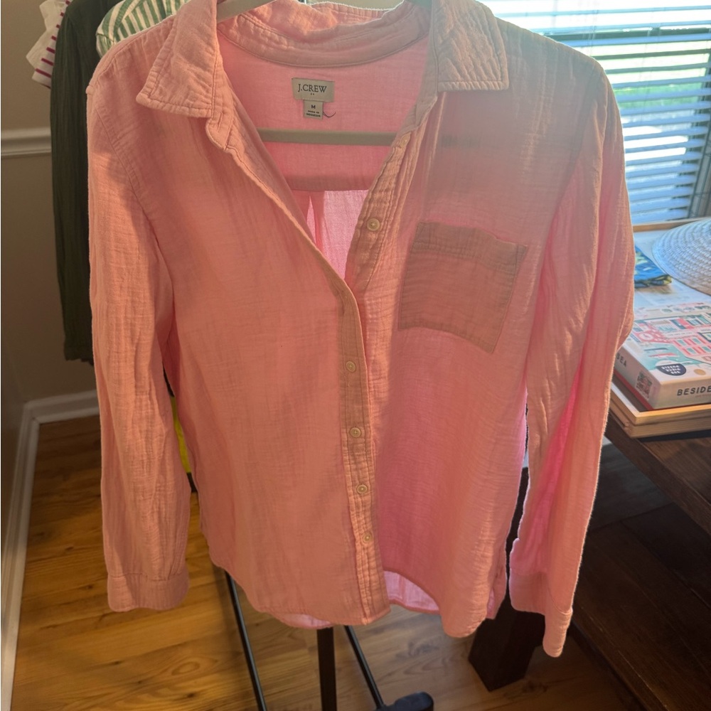 J. Crew Factory Pink Button-Up Shirt